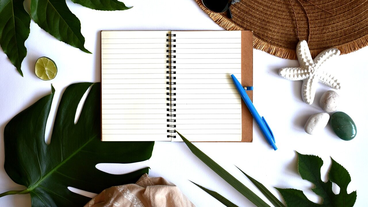journal, summer, leaves, tropical