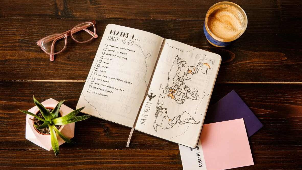 travel journal, empty notebook idea