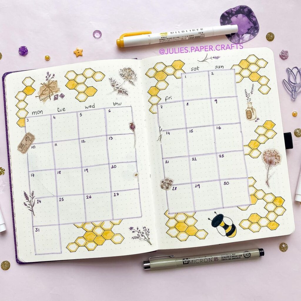 monthly log, bullet journal spread ideas