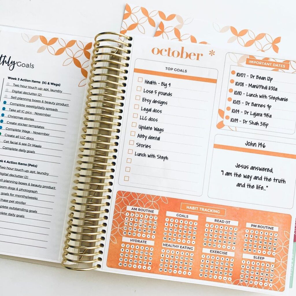 monthly log, habit tracker