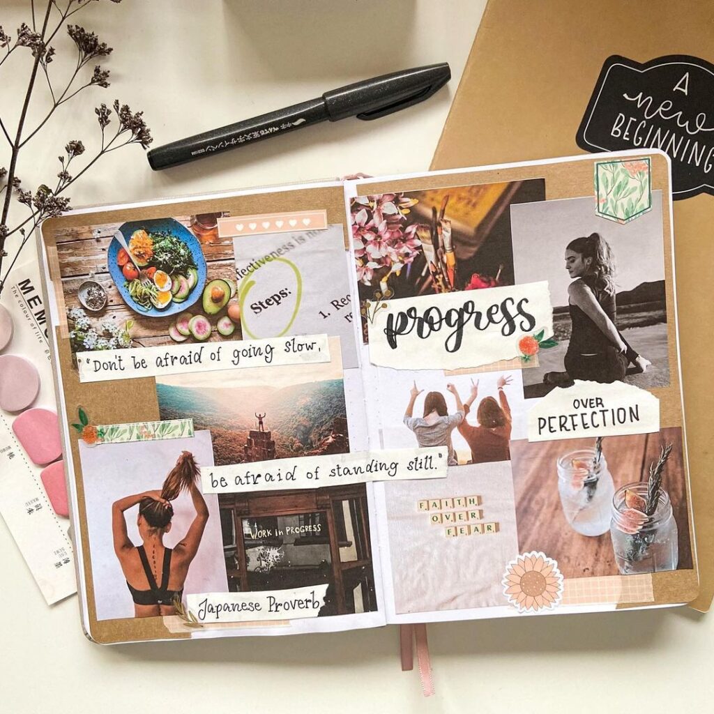 vision board,  bullet journal spread ideas