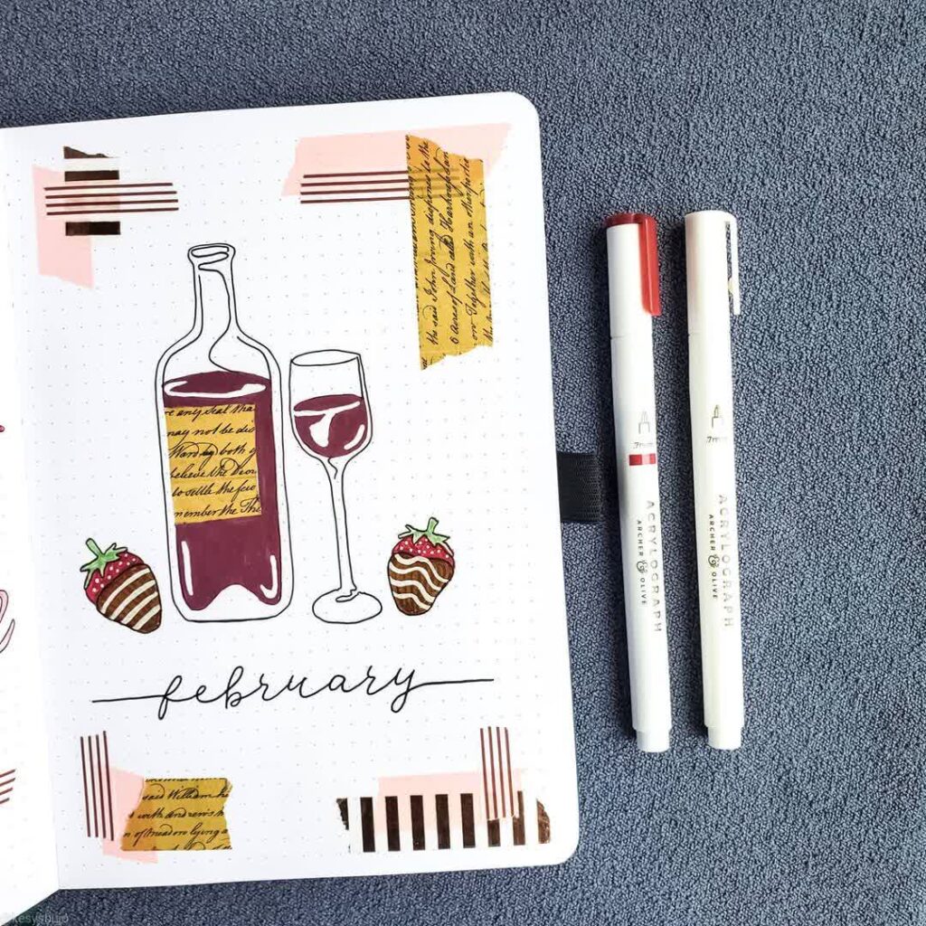 valentine's day, bullet journal themes