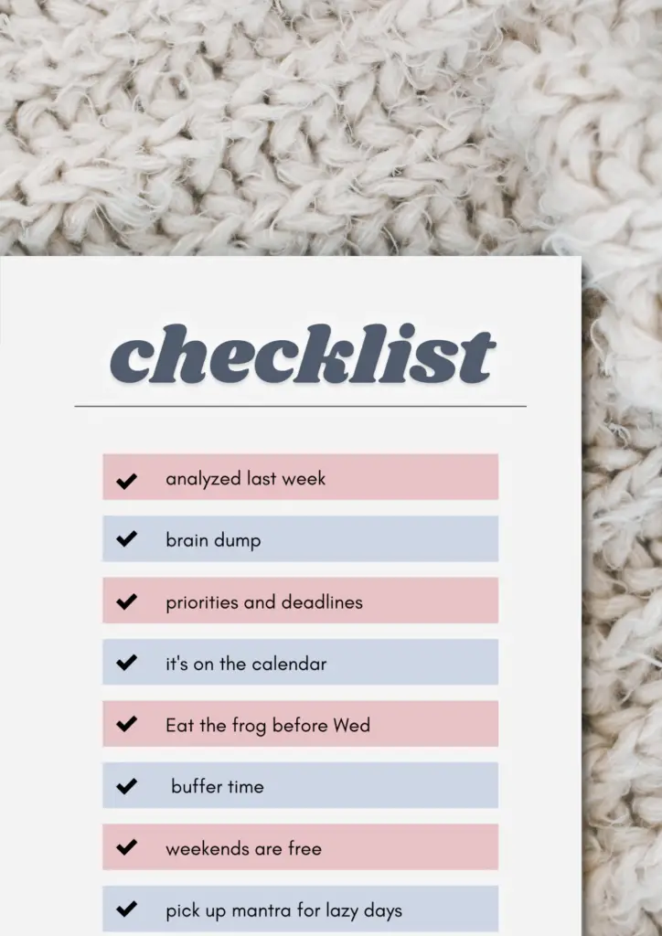 weekly planning checklist