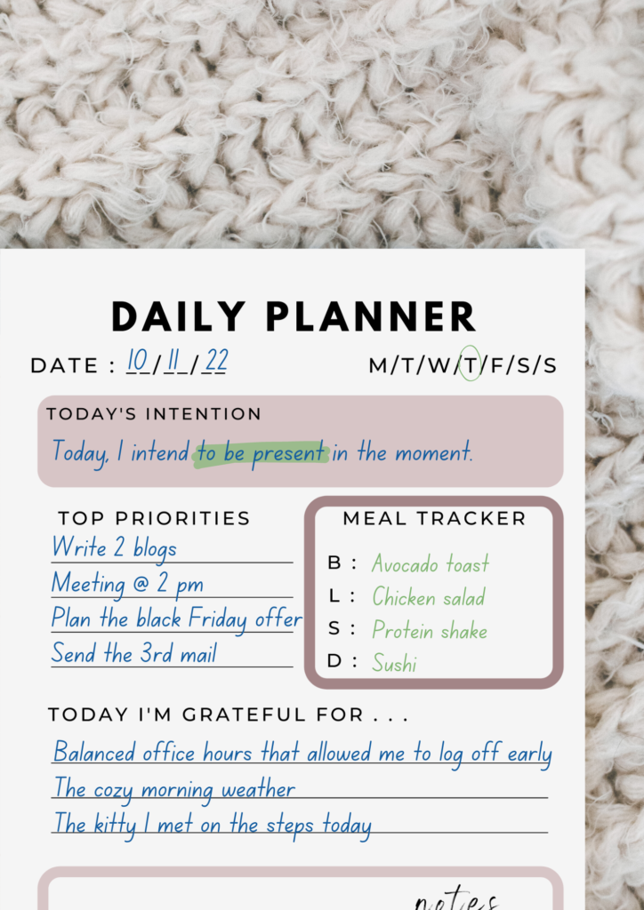 daily checklist for adults, daily routine